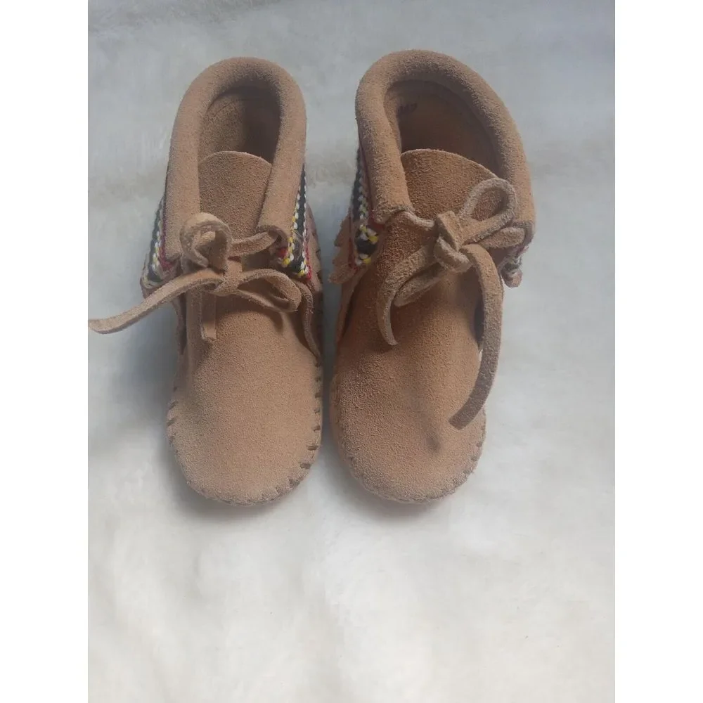 Vintage Childs Minnetonka Moccasin Bootie Boots Size 5 Toddler Baby Brown Suede‎